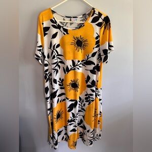 LuLaRoe Yellow, Black & White Floral Dress